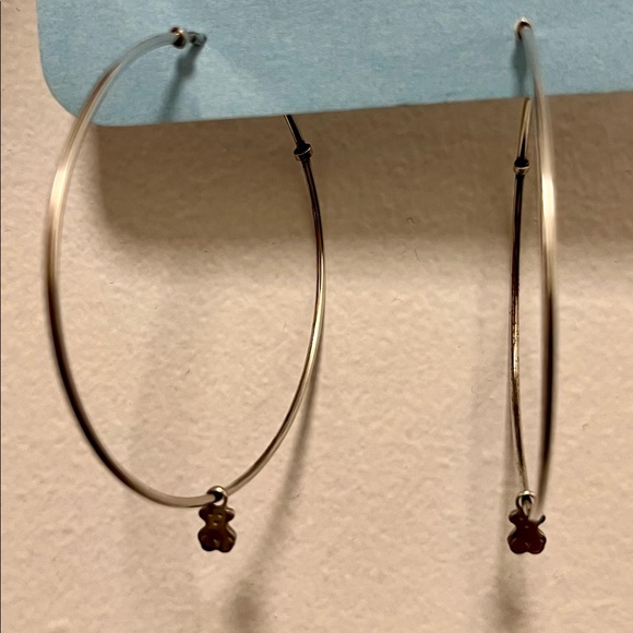 Tous Jewelry - Tous Sterling Silver Hoop Earrings with tiny bear detail